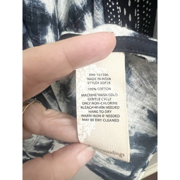 Soft Surroundings Tie Dye Art Deco Embroidered Blue White Kimono Oversized L XL - Picture 5 of 8